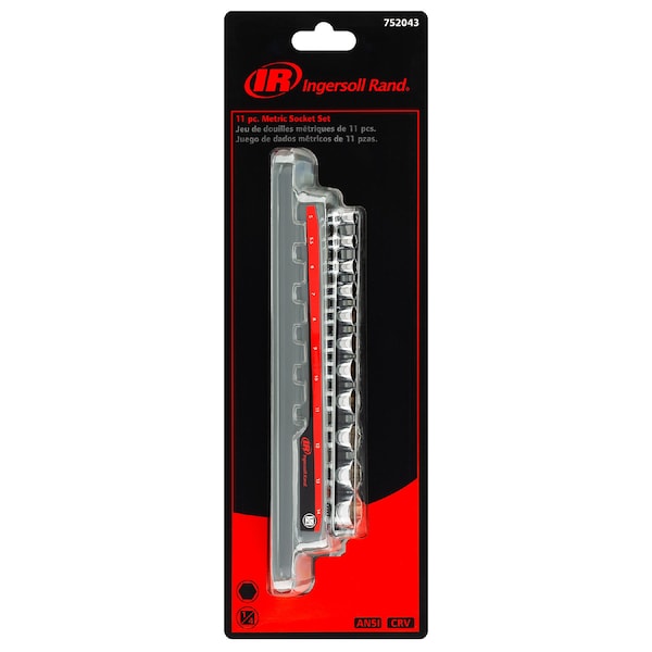 Ingersoll-Rand 11Pc 1/4" Drive Metric Socket Set (IR) - 752043