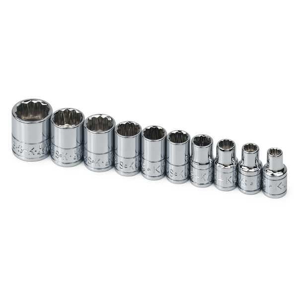 Sk Professional Tools 1/4" Drive Socket Set SAE 10 Pieces 3/16 in to 9/16 in , Chrome - 4946