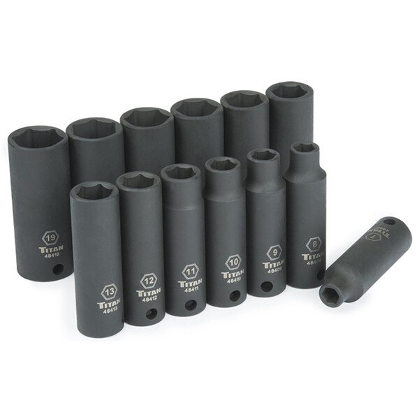 Titan 3/8" Drive Impct Sckts, Deep, Metric, 3/8"Dr, 13 pcs., Metric - 48400