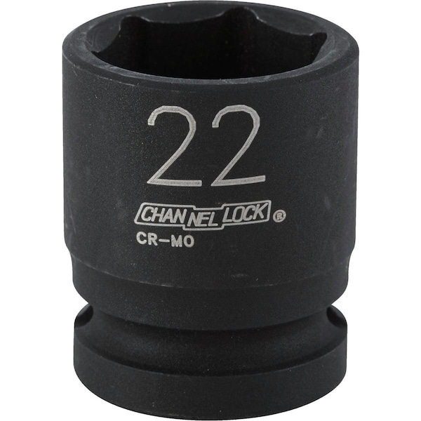 Channellock 1/2 In. Drive 22 mm 6-Point Shallow Metric Impact Socket - 315737