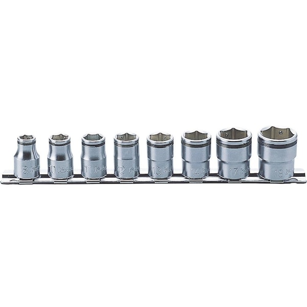 Ko-Ken Socket set 8mm-19mm Nut Grip 200mm 8 pieces 3/8 Sq. Drive - RS3450M/8
