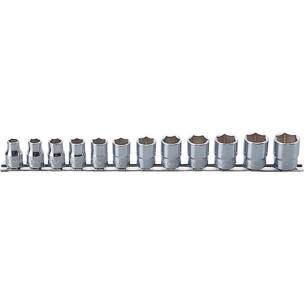 Ko-Ken Socket set 8-19mm 6 Point 300mm 12 pieces 3/8 Sq. Drive - RS3400M/12