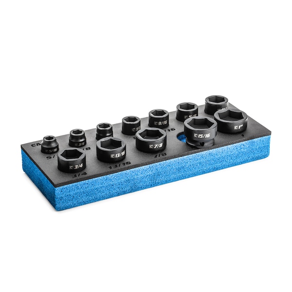 Capri Tools 3/8 in. Drive Stubby Impact Socket Set, SAE, 5/16 to 1 in., 12-Piece - CP53450
