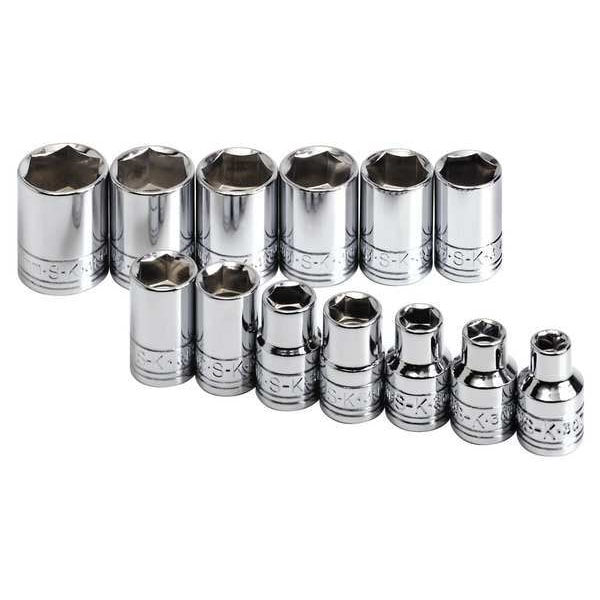 Sk Professional Tools 3/8" Drive Socket Set Metric 13 Pieces 7 mm to 19 mm , Chrome - 13S