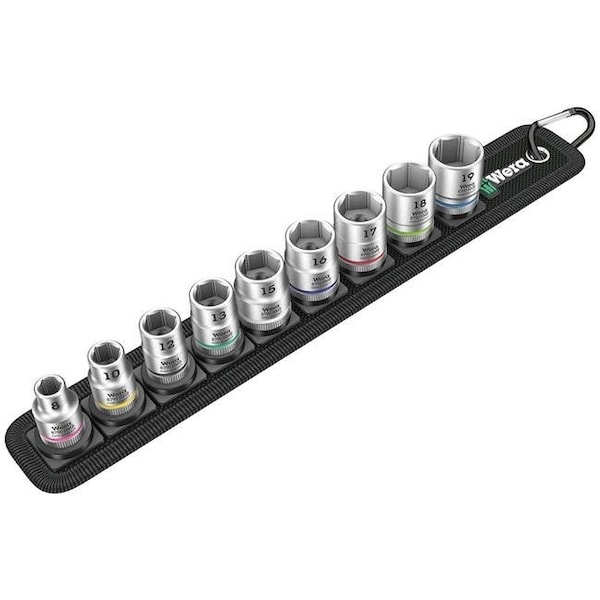 Wera Wera 05003883001 0.25 in. 9 Piece Metric Sockets on Storage Belt - 5003883001