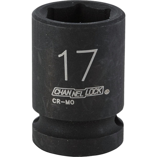 Channellock 1/2 In. Drive 17 mm 6-Point Shallow Metric Impact Socket - 315052