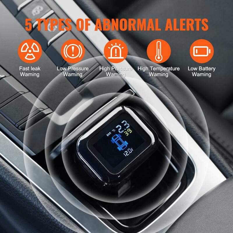VEVOR RV Tire Pressure Monitoring System,7.3-87 PSI Trailer TPMS,Universal Wireless Car Alarm System,Waterproof Set - SZCTYJCXT4LW1Q4X1V9