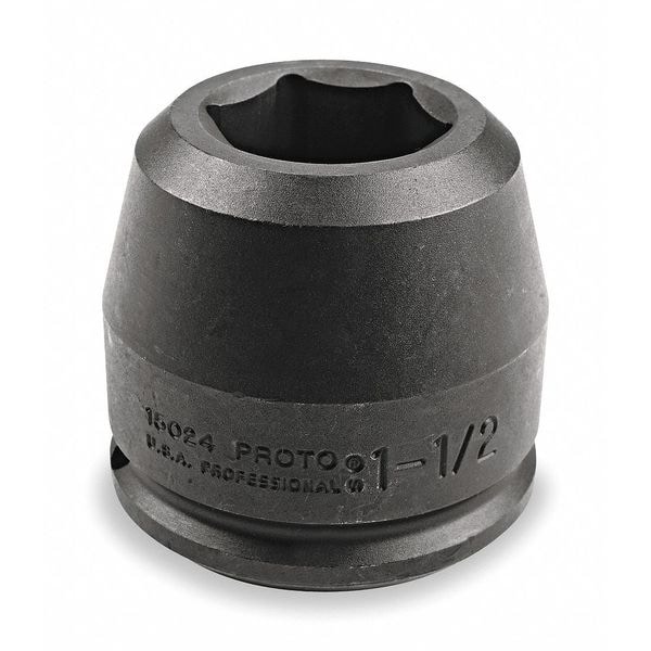Proto 1 1/2 in Drive Impact Socket 2 7/16 in Size 6 pt Standard Depth, Black Oxide - J15039