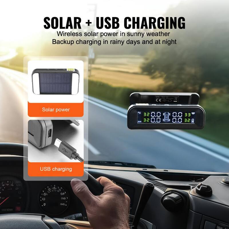 VEVOR RV Tire Pressure Monitoring System,7.3-87 PSI Trailer TPMS,Universal Wireless Car Alarm System,Waterproof Set - SZCTYJCXT4LWNUNY8V9