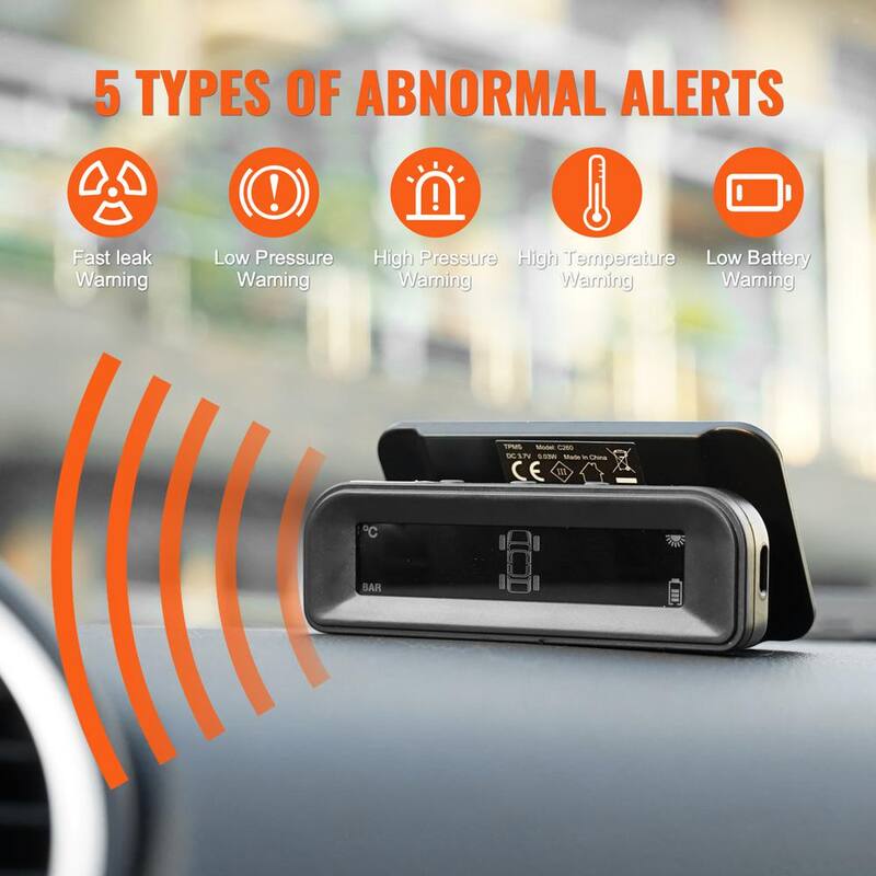 VEVOR RV Tire Pressure Monitoring System,7.3-87 PSI Trailer TPMS,Universal Wireless Car Alarm System,Waterproof Set - SZCTYJCXT4LWNUNY8V9