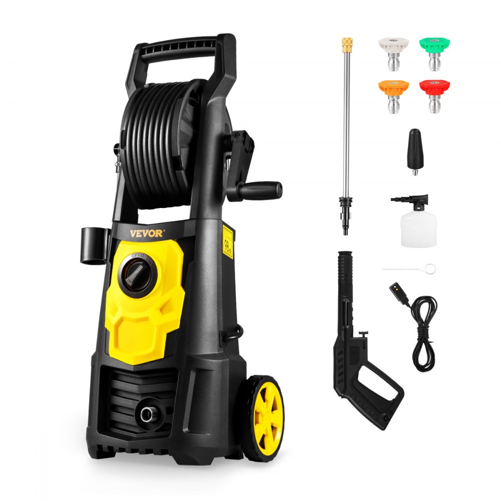 VEVOR Electric Pressure Washer, 2000 PSI, Max. 1.76 GPM Power Washer w/ 30 ft Hose, 5 Quick Connect Nozzles, Foam Cannon, Portable to Clean Patios, Cars, Fences, Driveways, ETL Listed - DDG176GPM110VE5SAV1
