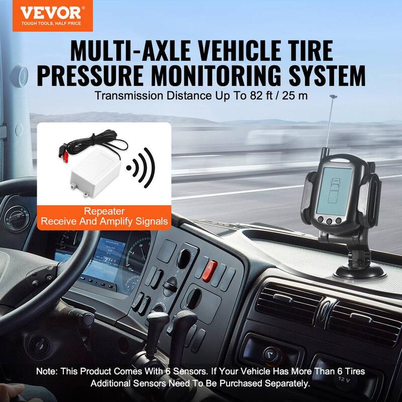 VEVOR RV Tire Pressure Monitoring System, 0-199 PSI Trailer TPMS, Universal Wireless Car Alarm System, Waterproof Set - DZCTYJCXT20LEC0JTV9