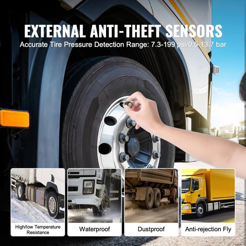 VEVOR RV Tire Pressure Monitoring System, 0-199 PSI Trailer TPMS, Universal Wireless Car Alarm System, Waterproof Set - DZCTYJCXT20LEC0JTV9