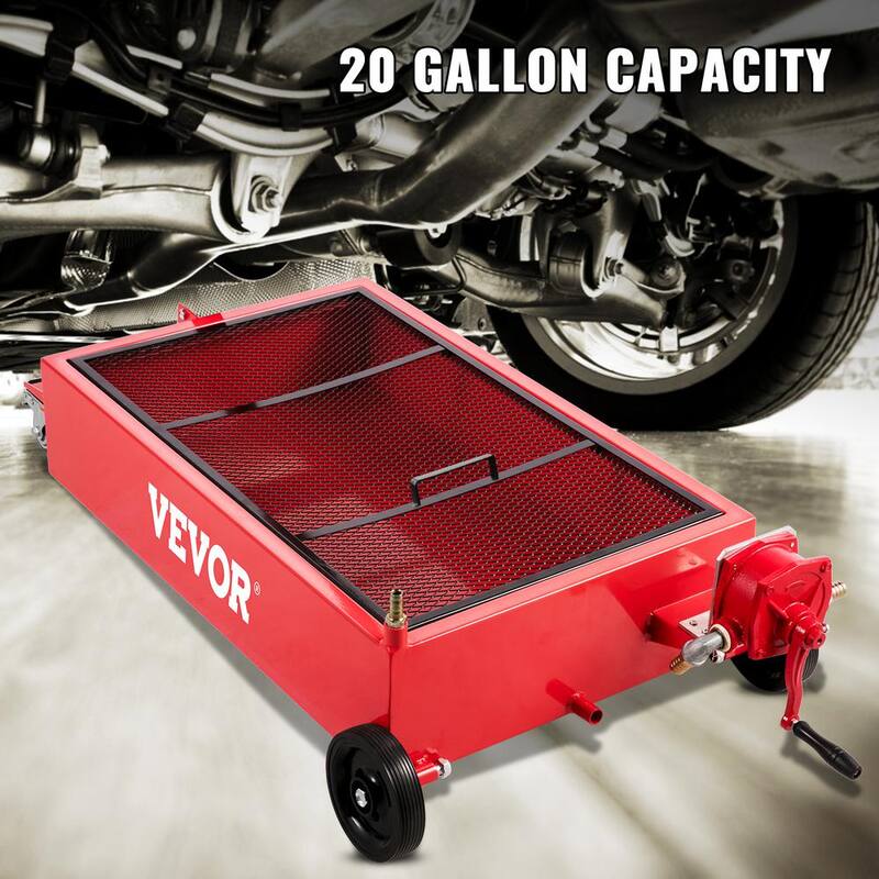 VEVOR Oil Drain Pan 20 Gal. Low Profile Oil Change Pan Tank Large Capacity with Pump Hose Swivel Casters Wheels for Car - QCPYP20JLSYSYLBYCV0