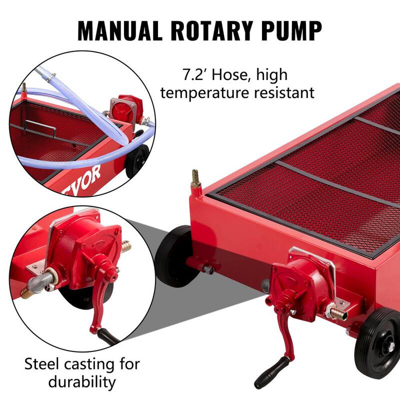 VEVOR Oil Drain Pan 20 Gal. Low Profile Oil Change Pan Tank Large Capacity with Pump Hose Swivel Casters Wheels for Car - QCPYP20JLSYSYLBYCV0