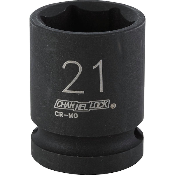 Channellock 1/2 In. Drive 21 mm 6-Point Shallow Metric Impact Socket - 315559
