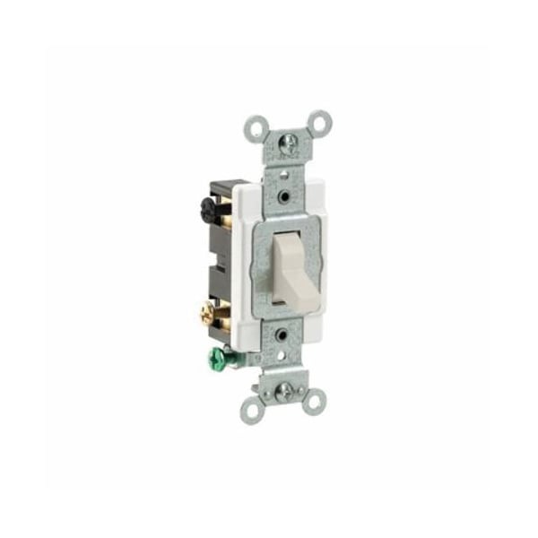 Interruptor basculante Leviton de 20 amperios, 120/277V, coninterruptor de 4 vías y luz de comunicación, color almendra - CS420-2T.