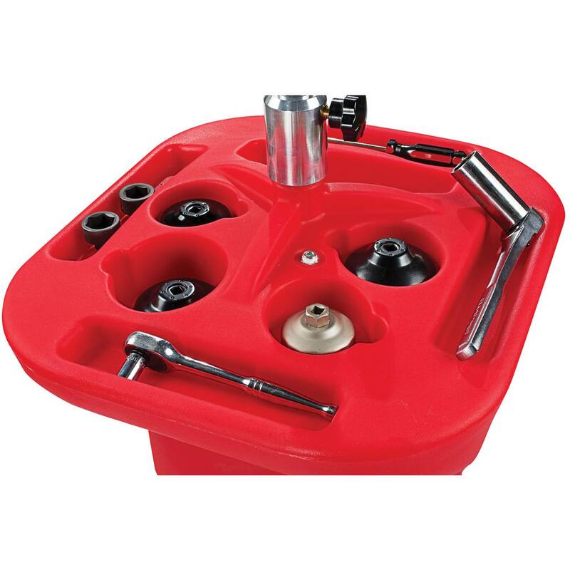 JohnDow Industries JohnDow 27-Gallon Pump Assist Polyethylene Oil Drain Pan with Molded Pockets for Tool Storage - JDI-27GFD