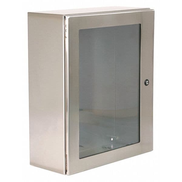 Wiegmann 304 Stainless Steel Electrical Enclosures, 20 in H, 10 in D, 20 in W, NEMA 4X, Hinged - N412202010WSSC