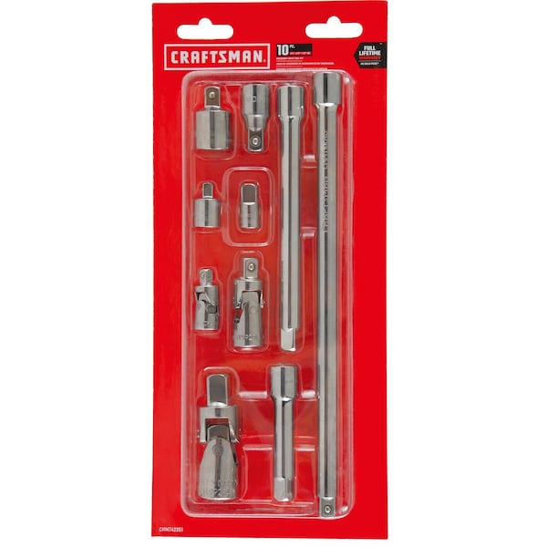 Craftsman 1/4 | 1/2 | 3/8 Drive Sockets, 10-pc 3 Drive Accessory Set, 10 pcs - CMMT42351