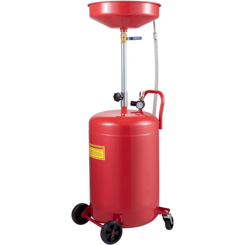 VEVOR Waste Oil Drain Tank 20 Gal. Oil Change Container Air Operated Adjustable Funnel Height with Pressure Regulate Valve - QCPJLHDYF20MCYI8JV0