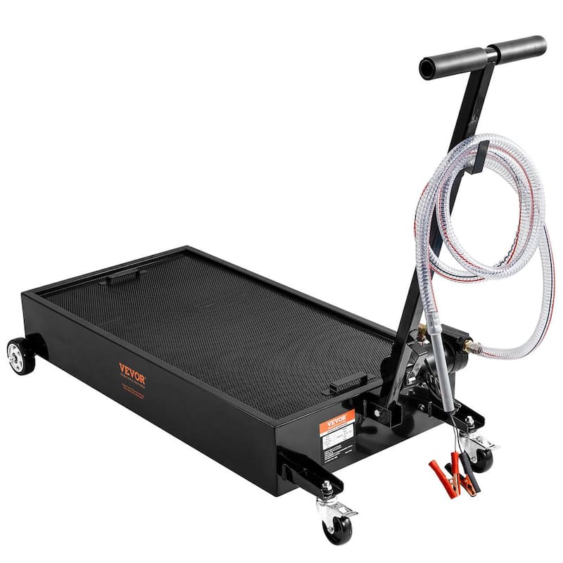 VEVOR 20 Gal. Oil Drain Pan w/180 Watt Electric Pump Low Profile Oil Drain Pan w/8.2 ft. Hose and Folding Handle for Trucks - DDQCPYPH20GAL3RWMV9