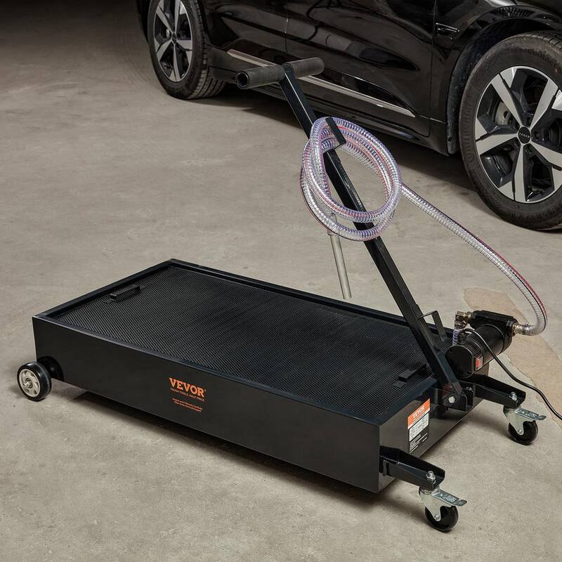 VEVOR 20 Gal. Oil Drain Pan w/180 Watt Electric Pump Low Profile Oil Drain Pan w/8.2 ft. Hose and Folding Handle for Trucks - DDQCPYPH20GAL3RWMV9