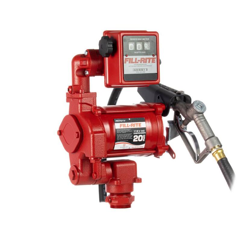 FILL-RITE 115-Volt 1/3 HP 20 GPM Fuel Transfer Pump With Discharge Hose Manual Nozzle and Mechanical Gallon Meter - FR701V