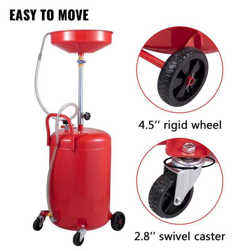 VEVOR Waste Oil Drain Tank 20 Gal. Portable Oil Drain Change Air Operated Fluid Fuel with Wheel for Easy Oil Removal - QCPJLBHDYF20UAJ6WV0