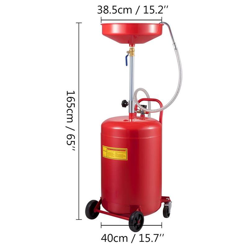 VEVOR Waste Oil Drain Tank 20 Gal. Portable Oil Drain Change Air Operated Fluid Fuel with Wheel for Easy Oil Removal - QCPJLBHDYF20UAJ6WV0