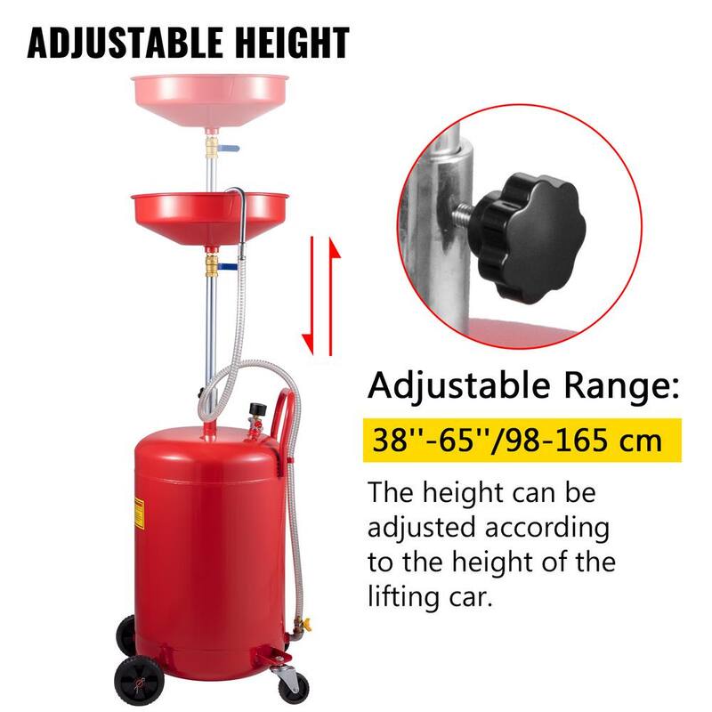 VEVOR Waste Oil Drain Tank 20 Gal. Portable Oil Drain Change Air Operated Fluid Fuel with Wheel for Easy Oil Removal - QCPJLBHDYF20UAJ6WV0