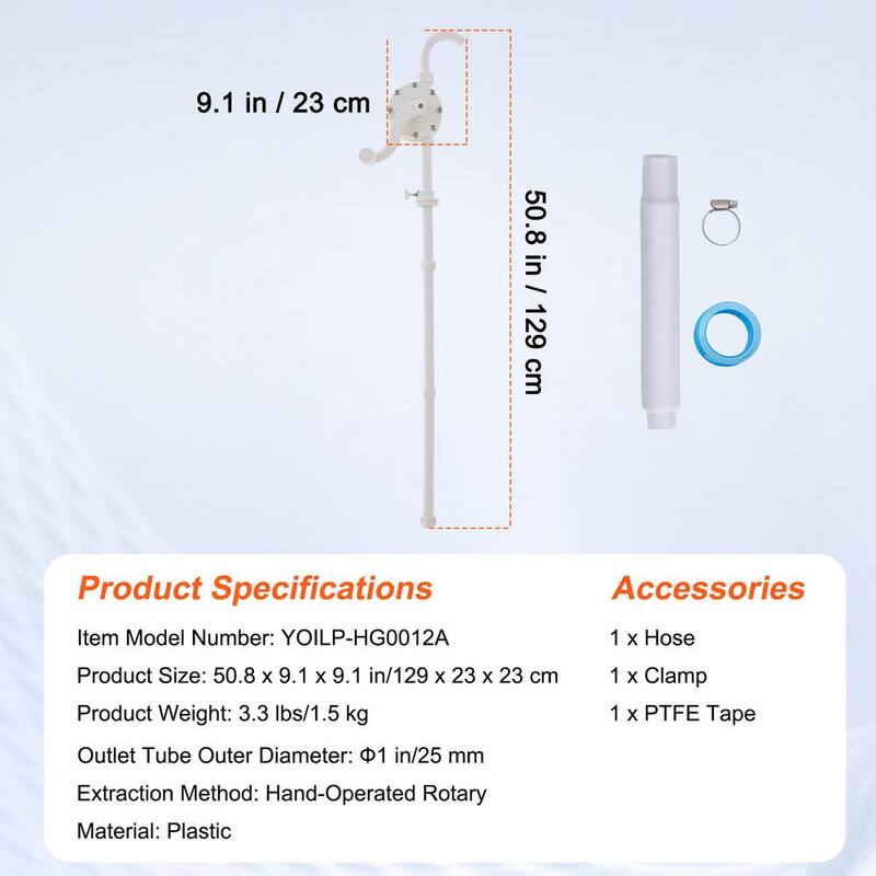 VEVOR 5 gal. - 55 Gal. Drum Pump Rotary Barrel Pump 6.5 GPM Flow for Fast Transfer of Water, Alcohol, Corrosive Liquids - SDTBSYSPP8555XKCVV0