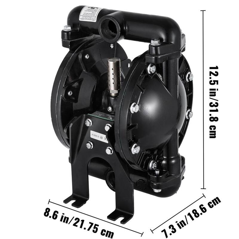 VEVOR Air-Operated Double Diaphragm Pump 1 in. Inlet Outlet Nitrile Diaphragm Aluminum 35 GPM Max 120PSI 275.6 ft. Head Lift - YBGMBQBY4-25L0001V0