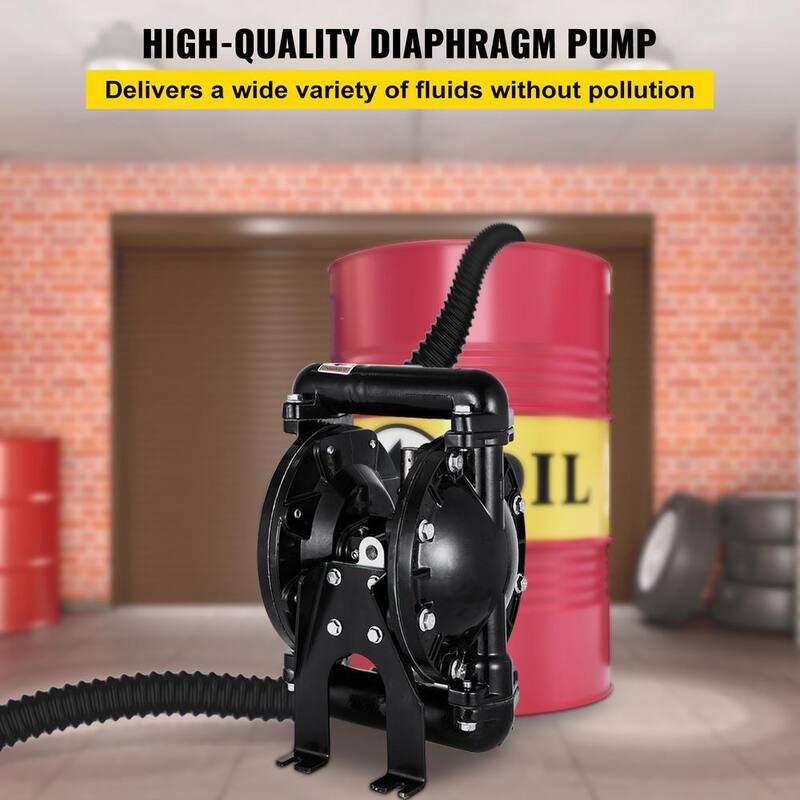 VEVOR Air-Operated Double Diaphragm Pump 1 in. Inlet Outlet Nitrile Diaphragm Aluminum 35 GPM Max 120PSI 275.6 ft. Head Lift - YBGMBQBY4-25L0001V0