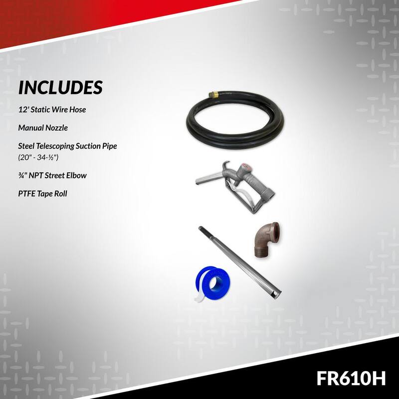 FILL-RITE 115-Volt 15 GPM 1/6 HP Fuel Transfer Pump (Manual Nozzle Package) - FR610H