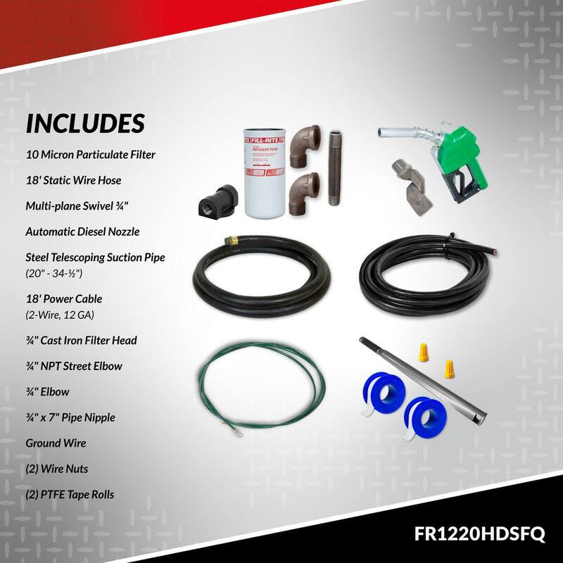 FILL-RITE 12-Volt 15 GPM 1/4 HP Fuel Transfer Pump (Filter with Swivel Package) - FR1220HDSFQ