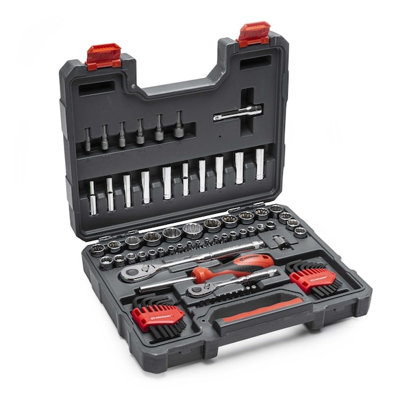 Crescent 84 Piece 1/4" & 3/8" Drive 6 & 12 Point Standard & Deep SAE/Metric Mechanics Tool Set - CTK84C