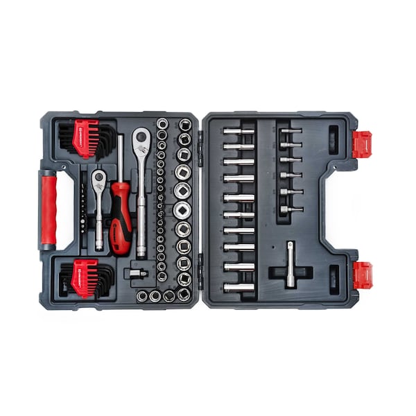 Crescent 84 Piece 1/4" & 3/8" Drive 6 & 12 Point Standard & Deep SAE/Metric Mechanics Tool Set - CTK84C
