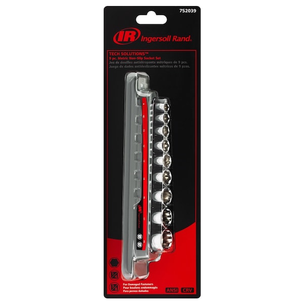 Ingersoll-Rand 9Pc Metric Non-Slip Socket Set (IR) - 752039