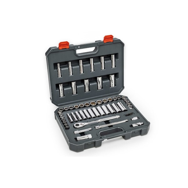 Crescent 57 Piece 3/8" Drive 6 and 12 Point Standard & Deep SAE/Metric Mechanics Tool Set - CSWS10C