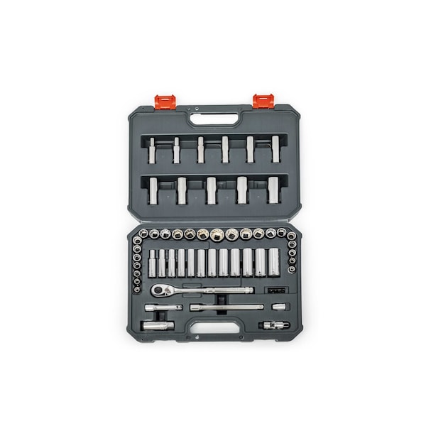 Crescent 57 Piece 3/8" Drive 6 and 12 Point Standard & Deep SAE/Metric Mechanics Tool Set - CSWS10C