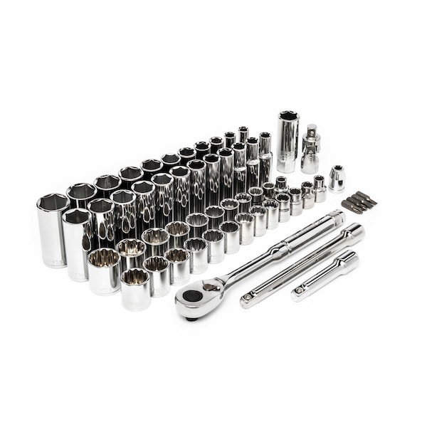 Crescent 57 Piece 3/8" Drive 6 and 12 Point Standard & Deep SAE/Metric Mechanics Tool Set - CSWS10C