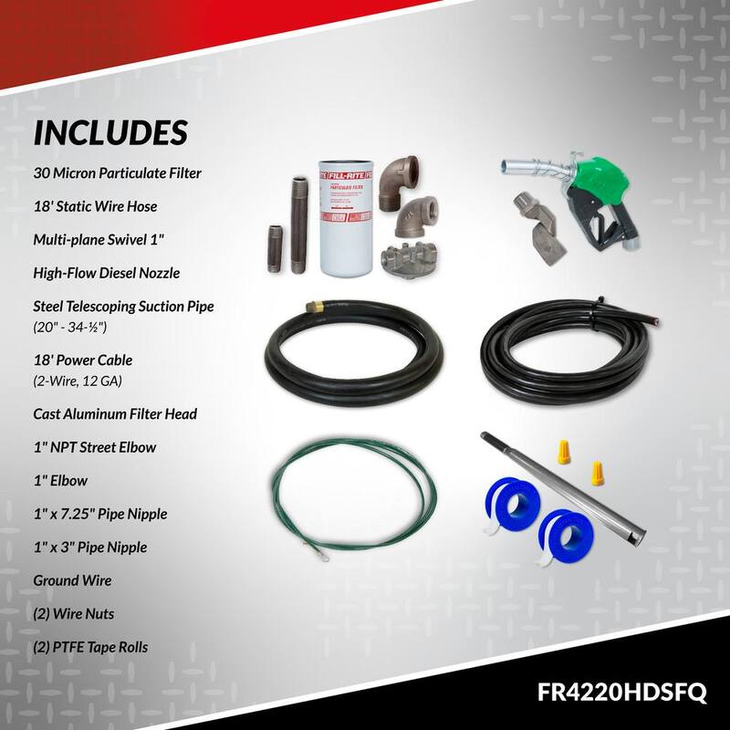 FILL-RITE 12-Volt 20 GPM 1/4 HP Fuel Transfer Pump (Filter with Swivel Package) - FR4220HDSFQ
