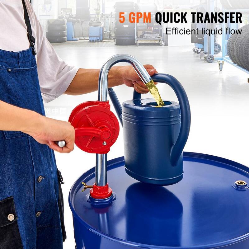 VEVOR 5 gal. - 55 gal. Drum Pump Rotary Barrel Pump 5 GPM Flow with 3-Section Suction Tube Assembly and Hose - SDTBSYSZT6555MF35V0