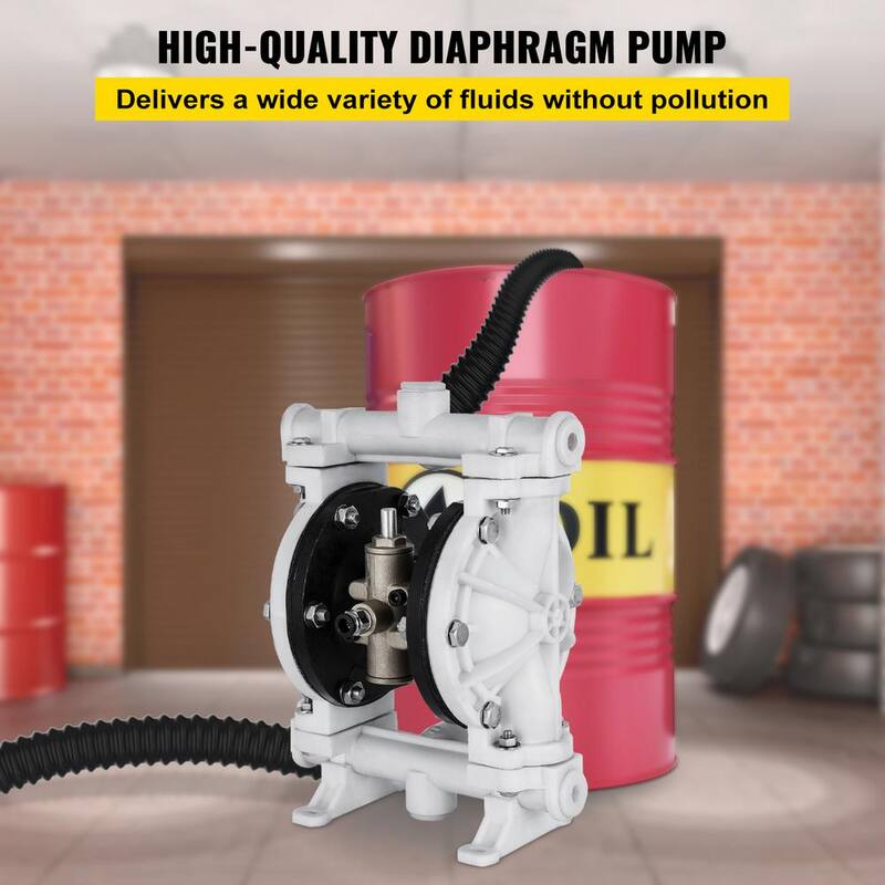 VEVOR Air-Operated Double Diaphragm Pump 1/2 in. Inlet Outlet 13.2 GPM 120PSI PTFE Diaphragm Transfer Pump for Oil Diesel - YBGMBQBY-15PP0001V0