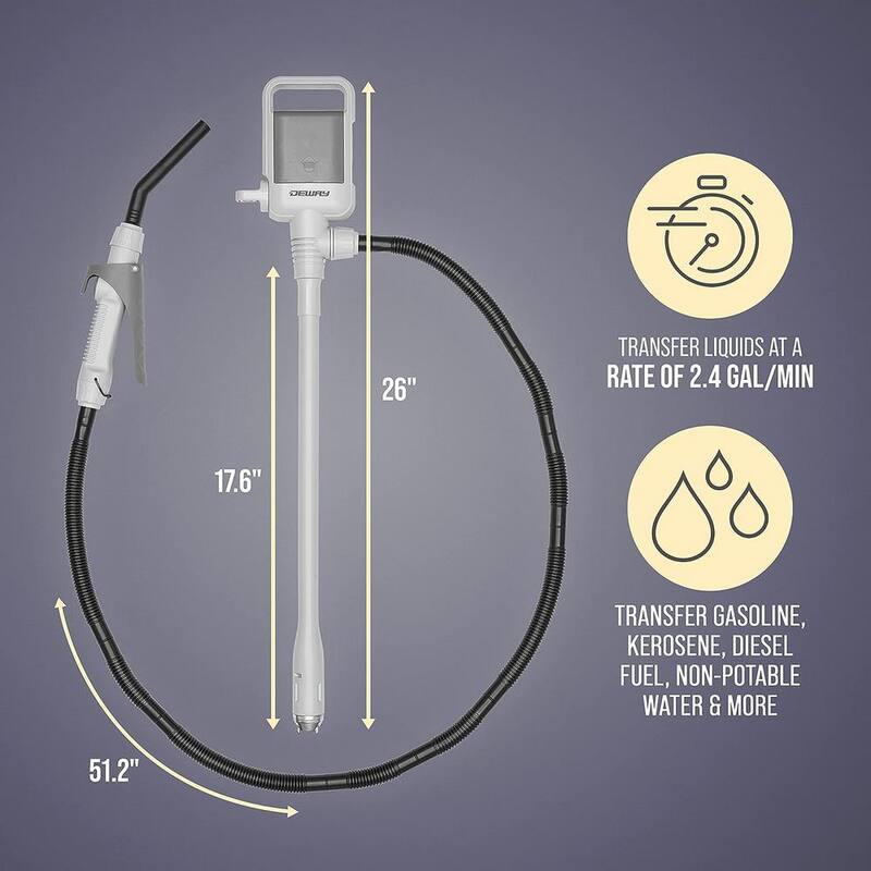 DEWAY Automatic Fuel Transfer Pump W/Plastic Hose and Nozzle for Flow Control and Stop, Fits All Cans - WAYPUMP17