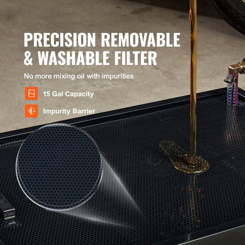 VEVOR 15 Gal. Oil Drain Pan w/180 Watt Electric Pump Oil Change Pan w/8.2 ft. Hose and Folding Handle for Trucks, RVs - DDQCPYPH15GALMBSSV9