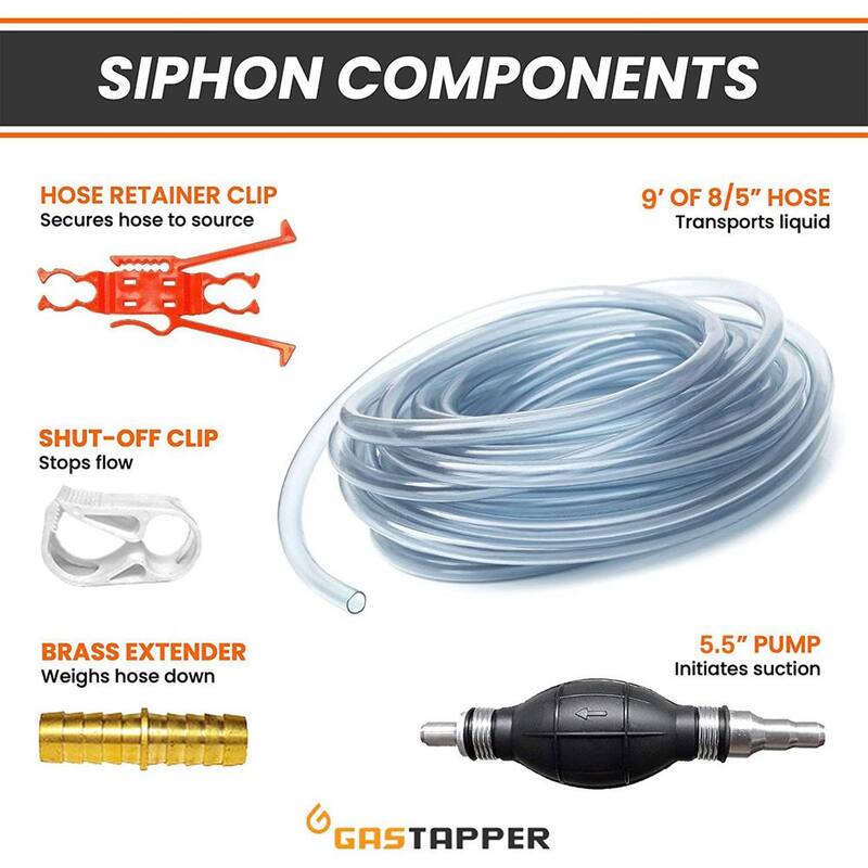 GASTAPPER SiphonPro Fuel Hand Pump for Gas, Oil, Diesel, and Water with 9' Hose - GTP-APA-SphPro-MultiSize