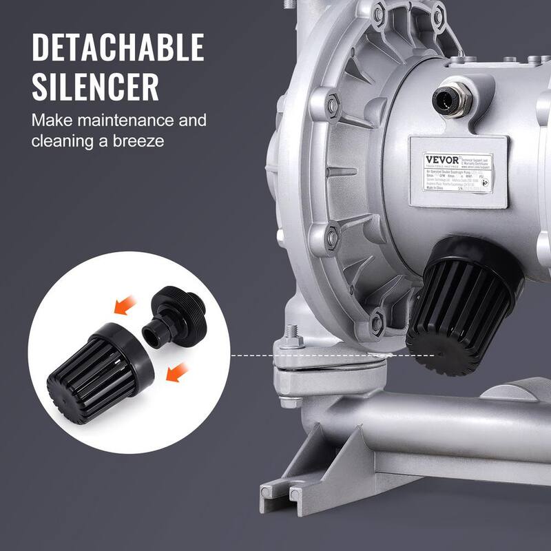 VEVOR Air Operated Double Diaphragm Pump, 44GPM, Max 115PSI Air Waste Oil Pneumatic Transfer Pump with 2 Extra Diaphragms - QDSQGMBLHJ15NT76JV0-0730