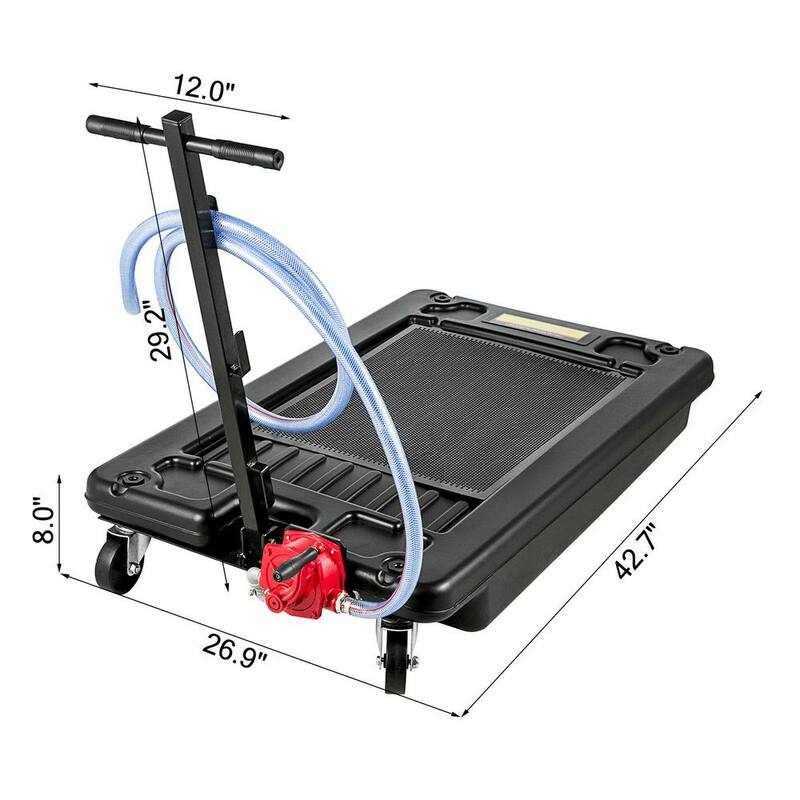 VEVOR Portable Oil Drain Pan with Pump 16.9 Gal. Low Profile Oil Drain Pan with 8 ft. Hose for SUV Car and Trucks - QCPYP17GSYSYLBYC1V0